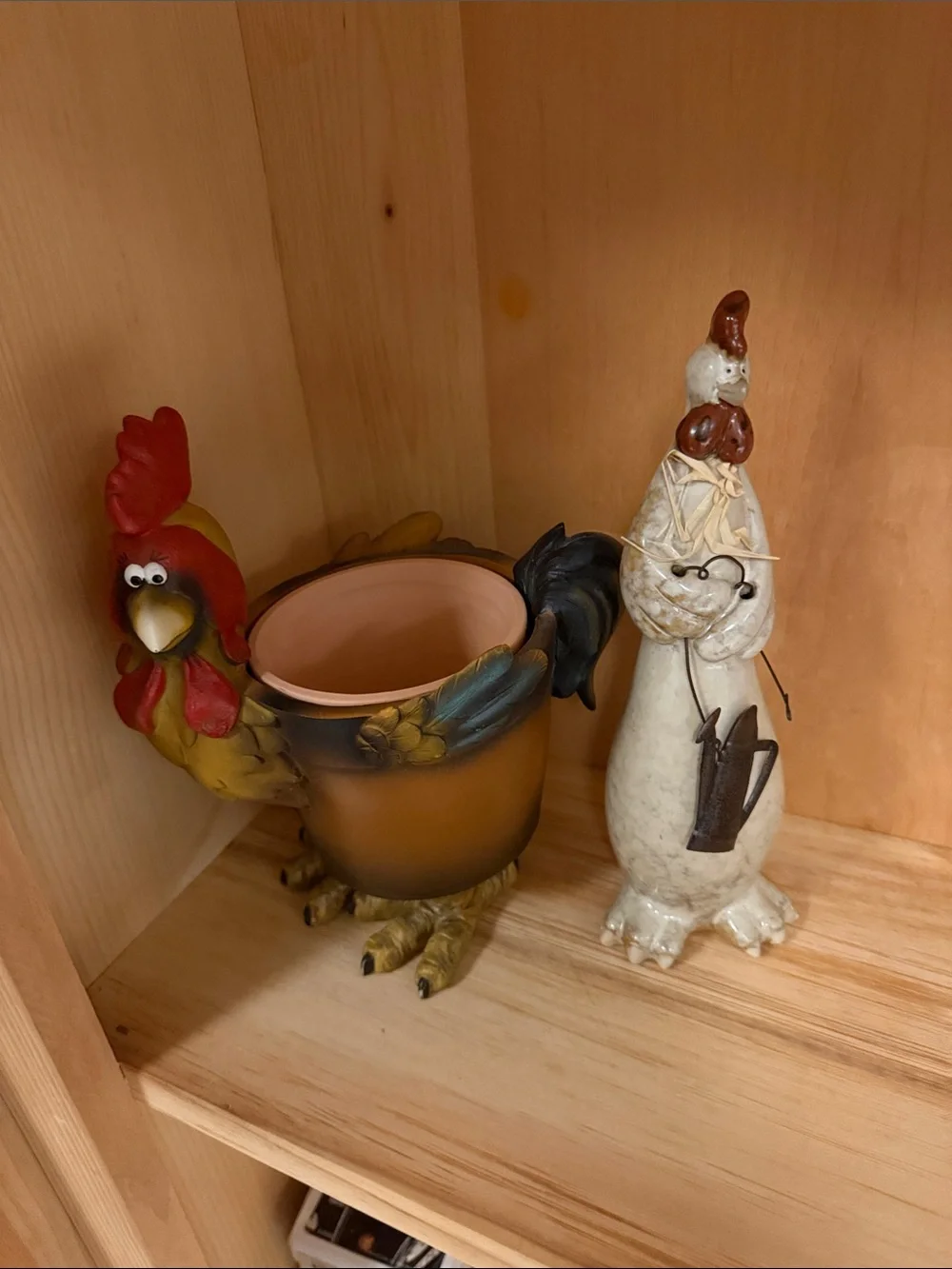 Rooster Ceramic Planter - Yellow and Red Decorative Bird Pot